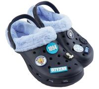 MANCHESTER CITY F.C. Clogs - Zoccoli invernali da uomo con fodera in pile e ciondoli rimovibili, scarpe da giardino per adolescenti, con cinturino antiscivolo, regalo per uomo, Blu, 42 1/3 EU