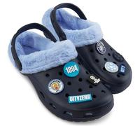 MANCHESTER CITY F.C. Clogs - Zoccoli invernali per ragazzi, fodera in pile e ciondoli rimovibili, scarpe da giardino per bambini e ragazzi, idea regalo per ragazzi, Blu, 22/23 EU