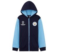 MANCHESTER CITY F.C. - Felpa con cappuccio e cerniera, per ragazzi e ragazzi, idea regalo, blu navy/blu., 9-10 Years
