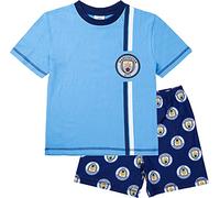 MANCHESTER CITY F.C. - Pigiama da bambino, in cotone, con logo ufficiale della squadra di calcio, per bambini e ragazzi, Blu, 5-6 Years
