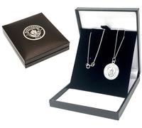 Manchester City FC Argento Sterling Crest Ciondolo & Catenina Mcfc Regalo