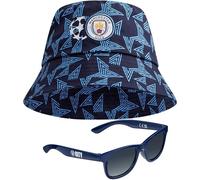 MANCHESTER CITY FC Berretto da baseball o cappello alla pescatora e occhiali da sole per bambini, set estivo cappello da sole 100% UV, accessori essenziali per le vacanze, regali per ragazzi, Secchio