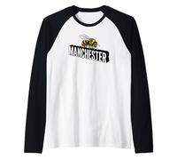 Manchester England - Stampa 3D con Ape, Colore: Nero Maglia con Maniche Raglan