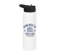 Manchester Inghilterra Regno Unito Est. 87AD Blu Distressed Stainless Steel Insulated Water Bottle
