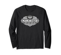 Manchester North England Bee Ornato Bianco Stampa Maglia a Manica