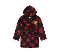 Manchester United Accappatoio da uomo ufficiale F.C., in pile, con cappuccio, Nero , M