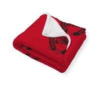 Manchester United Coperta ufficiale in pile con personaggi del FC Character World, super morbida e calda, con retro Sherpa, design della squadra di calcio, perfetta per casa, camera da letto, pigiama