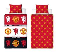 MANCHESTER UNITED FC Official - Set copripiumino singolo, motivo patchwork, reversibile, 2 lati, prodotto ufficiale, con federa coordinata