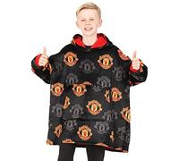 Manchester United Football Club - Felpa con cappuccio in pile di lusso, completamente foderata, oversize, colore nero, Nero , Taglia Unica