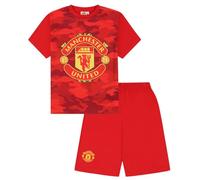 Manchester United Football Club - Pigiama corto da bambino, motivo mimetico, colore: rosso, Rosso, 6-7 Years