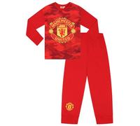 Manchester United Football Club - Pigiama lungo da ragazzo, motivo mimetico, colore: rosso, Rosso, 14-15 Years