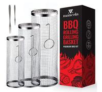 mancola BBQ Net TubeRolling Grilling Basket Rolling Grilling Baskets for Outdoor Grilling Round Stainless Steel BBQ Grill Mesh