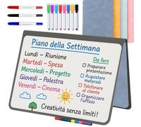 MandA® Piccolo cestino bianco | Quaderno, lavagna pieghevole, cancellabile e portatile, lavagna magnetica | 2 x A5 + 11 x pennarelli + panno - taccuino in ardesia | Accessori ufficio | Studia | Blu