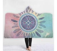 Mandala 3D Bambini Coperta Con Cappuccio Inverno Caldo Adulti Morbido Mantello Di Peluche Mantello Cape Suitbale Per La Lettura Giocare Studing Guardare La Tv Sul Letto O Sul Divano 130X150 Cm 019
