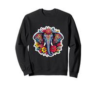 Mandala a forma di elefante Cottagecore, motivo floreale, anime invecchiato Felpa