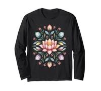 Mandala a forma di fiore di loto, motivo floreale Boho Bloom, motivo naturale Maglia a Manica