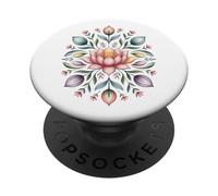 Mandala a forma di fiore di loto, motivo floreale Boho Bloom, motivo naturale PopSockets PopGrip Adesivo