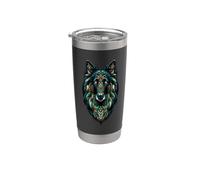 Mandala Art Belgian Sheepdog Groenendael Belgian Shepherds Bicchiere termico in acciaio inox doppia parete