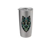 Mandala Art Belgian Sheepdog Groenendael Belgian Shepherds Bicchiere termico in acciaio inox doppia parete