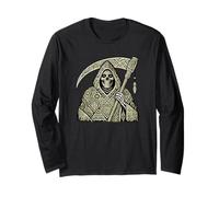 Mandala Art Triste Mietitore Halloween Fantasma Morte Maglia a Manica