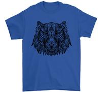 Mandala Arte Tigre Uomo T-Shirt 100% Cotone