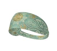 Mandala celtico verde salvia e oro,Fascia elastica per capelli multiuso unisex, fascia antisudore sportiva