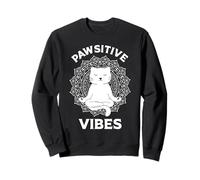 Mandala con gattino in meditazione Pawsitive Vibes Cat Mamme e papà Felpa