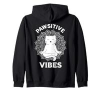 Mandala con gattino in meditazione Pawsitive Vibes Cat Mamme e papà Felpa con Cappuccio
