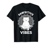 Mandala con gattino in meditazione Pawsitive Vibes Cat Mamme e papà Maglietta