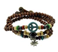 Mandala Crafts simbolo della pace Wood Beads Wrap braccialetto/braccialetto/multistrato Wristband/surf braccialetto # 329