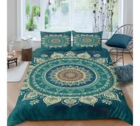 mandala designcopripiumino morbida microfibra Set di 3 Pezzi stampa 3D con cerniera boho spiritual art Set Di Copripiumino incluso federe aiosa morbida for adolescenti Single（135x200cm）