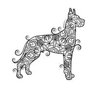 mandala di cane con linea di fiori Adesivi murali 42x42.7cm Cultura del tatuaggio Nero