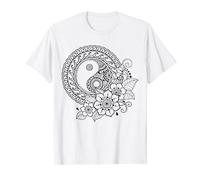 Mandala di fiori Yin e Yang da dipingere e colorare Maglietta