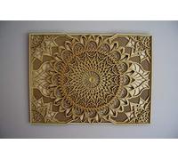 Mandala di Legno Lungo Casa Decor Elegante Appartamento Arte Muraria Cucina Colorata Impiccagione Chakra Spirituale Yoga Meditazione (62 x 46 cm, Natural)