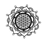 Mandala Fiore della vita Geometria sacra Zen Buddha Loto Adesivi con scritte 72x75.5cm Personalizzazione personalizzata Nero