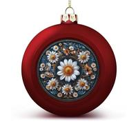Mandala Fiore Margherite e Farfalle Palline di Natale Ornamenti Infrangibili da Appendere Palline di Natale per Albero di Natale Decorazione Rosso Palline per Albero di Natale per Feste di Matrim