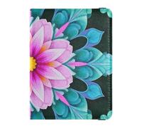 Mandala floreale colorato portafoglio da viaggio in pelle porta passaporto da donna per viaggio custodia vaccino protezione custodia porta carte custodia passaporto per donne leggero, mandala floreale