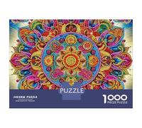 Mandala Flower 1000 pezzi Arcobaleno Geometrico Arte Puzzle in cartone robusto antipolvere Puzzle avanzati Regalo di compleanno Hobby da interno Divertimento 52x38cm/1000 pezzi