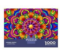 Mandala Flower 1000 pezzi Fiery Floral Burst Matte Finish Puzzle in cartone per adolescenti, puzzle avanzati, attività per hobby al chiuso, giornate di pioggia, 52x38 cm/1000 pezzi