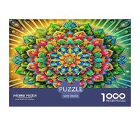 Mandala Flower 1000 pezzi Gioco stimolante Giocattoli Regalo - Puzzle con motivo floreale a raggi di sole e mandala arcobaleno per adulti Decorazione murale Gioco educativo 70x50cm/1000 pezzi