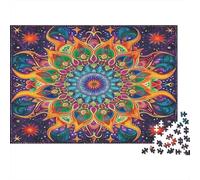 Mandala Flower 1000 Pezzi Puzzles Recycled Fire Art Puzzle per Anziani Puzzle Game Props per la Famiglia e gli Amici Compleanni Grande Regalo 38x26cm/1000pcs