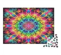 Mandala Flower Adult Puzzle for Decompression Vibrant Mandala Pattern Educational Game Challenge 1000 Piece 38x26cm/1000pcs