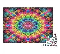 Mandala Flower Challenging Adult Jigsaws Vibrant Mandala Pattern Educational Games Suitable for Decompression Wall Decor 70x50cm/1000pcs