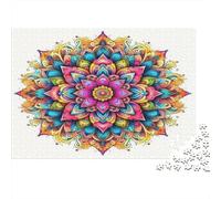 Mandala Flower Jigsaw for Adults Teens Vibrant Pink Mandala Educational Game for Wall Decoration And Gifts 70x50cm 1000pcs
