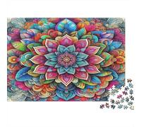 Mandala Flower Jigsaw Puzzle for Adults Colorful Floral Mandala Fun Present & Activity for Home Wall Decor 52x38cm 1000pcs