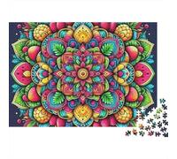 Mandala Flower Puzzle 1000 Pezzi - Attività Mindful & Creativa, Cartone Spesso, Poster Da Muro, 52x38cm/1000pcs