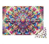 Mandala Flower Puzzle 1000 Pezzi - Attività Mindful, Rilassamento Cerebrale, Poster Da Muro, Packaging Elegante - 52x38cm/1000pcs