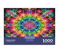 Mandala Flower Puzzle da Assemblare Premium Cartone Mandala Arcobaleno Trippy Antipassatempi Decorazione per Casa 70x50cm/1000pezzi