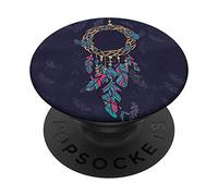 Mandala Hamsa Della Piuma Stella Marina Blu PopSockets PopGrip: Impugnatura per Telefoni Cellulari e Tablet Intercambiabile