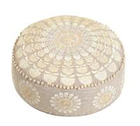 Mandala Life ART Fodera per cuscino da pavimento rotondo bohémien - 60x20 cm - 100% cotone - Custodia pouf per pouf per soggiorno, camera da letto, patio e altro (Beige, 60x20cm)